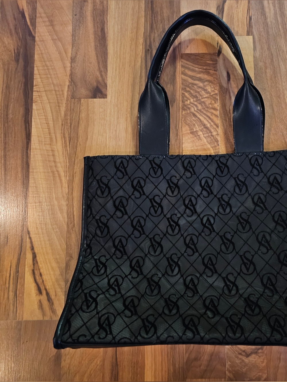 Victoria's Secret Black Monogram Tote Bag